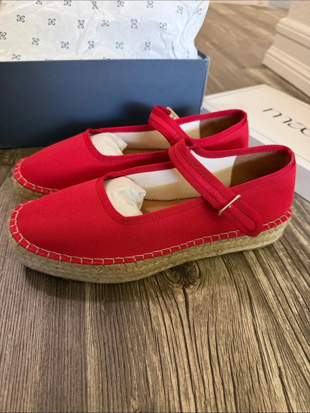 Maeve Red Mary Jane Espadrille Platform Shoes